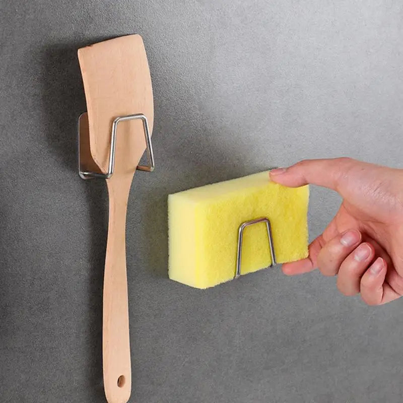 Kitchen Organizer Sponge Holder Soap Drying Rack Self Adhesive Sink Drain Racks Stainless Steel Sink Wall Storage Racks Hooks