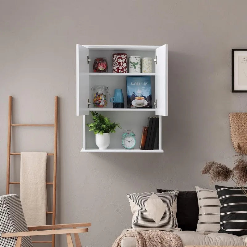 VANIRROR Bathroom Wall Cabinet Wooden Medicine Cabinet Buffering Hinge MDF Material Over Toilet Storage 23"x29"