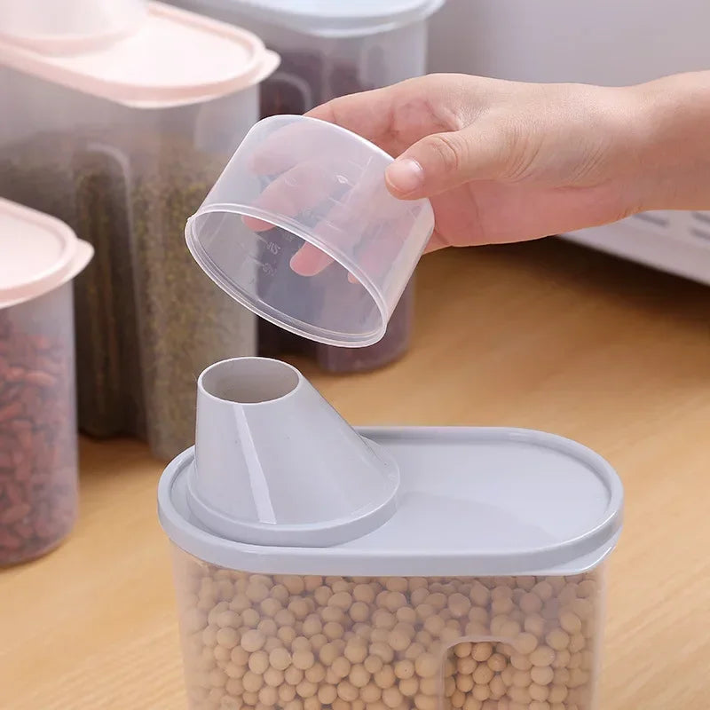 Kitchen Dry Grain Storage Tank Transparent Plastic Rice Bucket Food Storage Tank Multi-functional Sealed Storage Containers