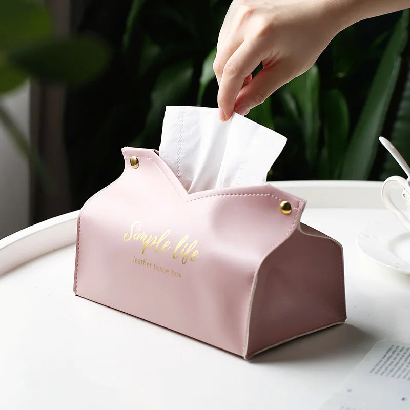 Leather Tissue Box Car Tissue Box Home Living Room Decoration Bedroom Kitchen Desktop Holder Case Storage Hotel Carton Househol