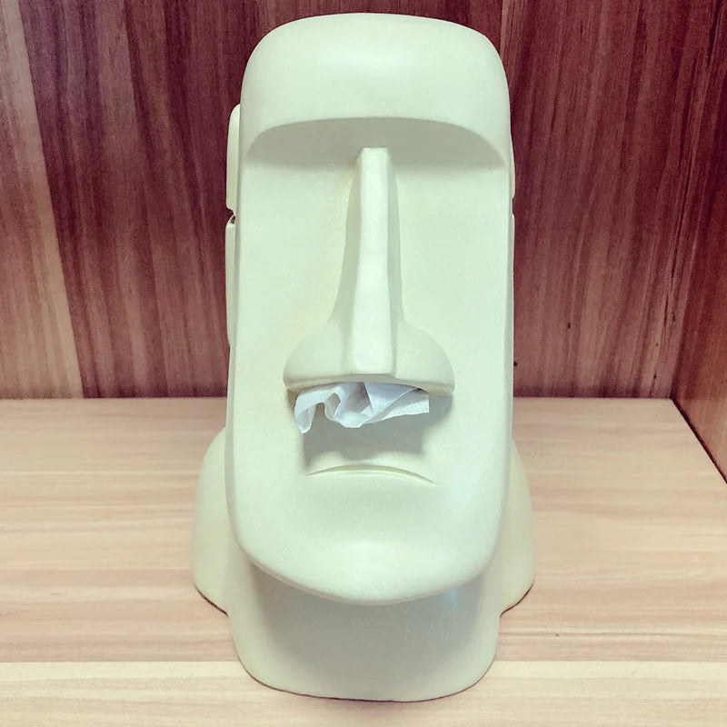 Easter Island Tissue Box Moai Living Room Funny Nostril Storage Paper Box Table Top Carton Halloween Decoration Bar Arrangement