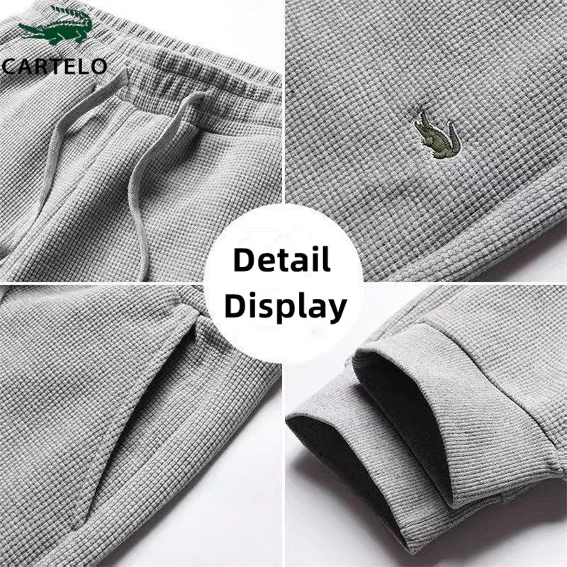 CARTELO High Quality Mens Winter Warm Thicken Waffle Fleece Pants Summer Fashion Casual Sweatpants Male Trousers Jogger Pants