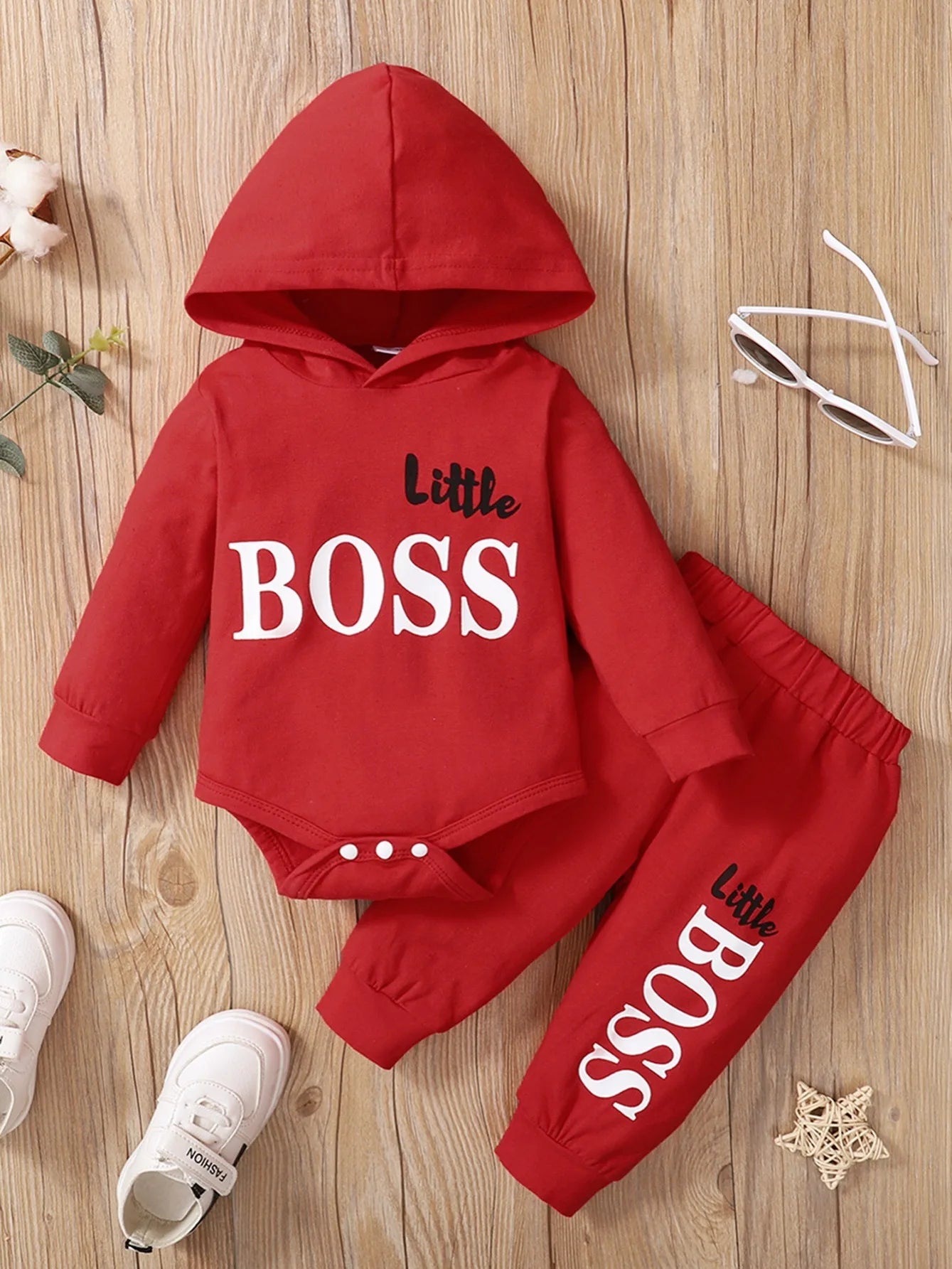 Winter Newborn Infant Baby Boy Long Sleeves Cotton Hooded Little Boss Fashion Baby Hoodies Clothing
