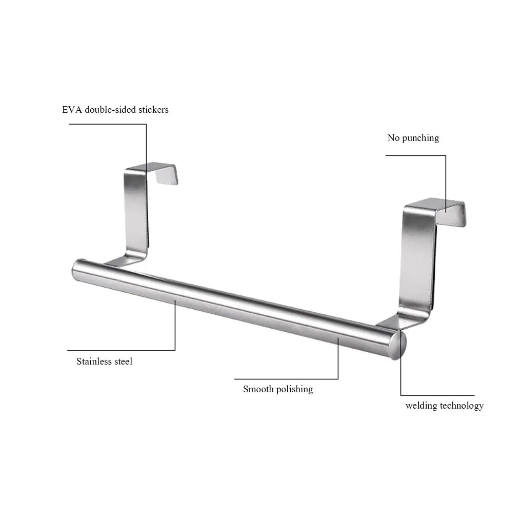 Towel Rack Over Door Towel Bar Hanging Holder Stainless Steel Bathroom Kitchen Cabinet Towel Rag Rack Shelf Hanger