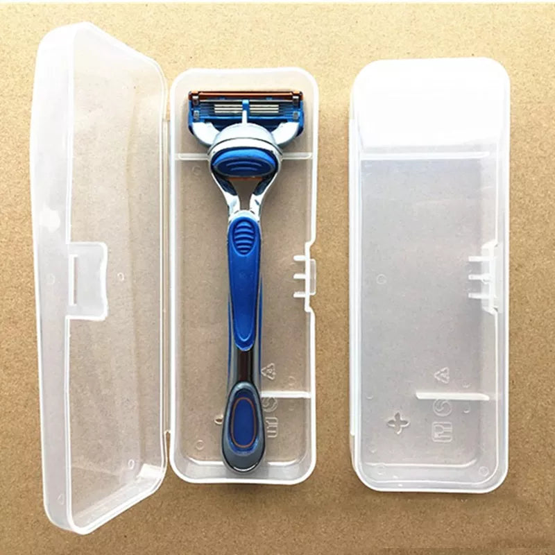 Universal Travel Men's Razor Case Shaving Machine Container Holder Shaver Box Transparent Plastic Razor Blades Storage Box 2019