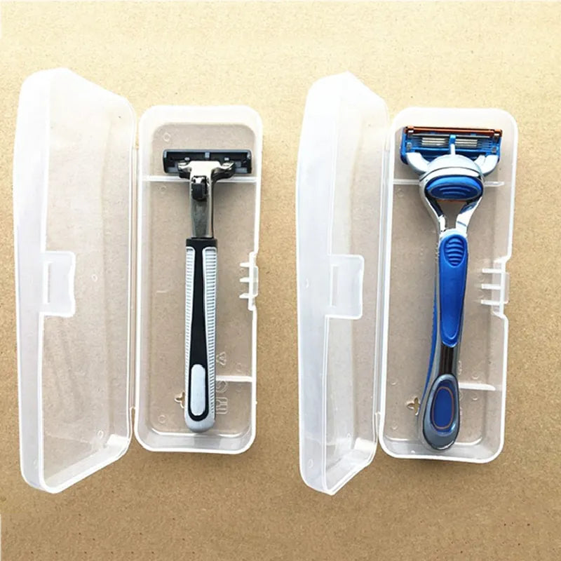 Universal Travel Men's Razor Case Shaving Machine Container Holder Shaver Box Transparent Plastic Razor Blades Storage Box 2019