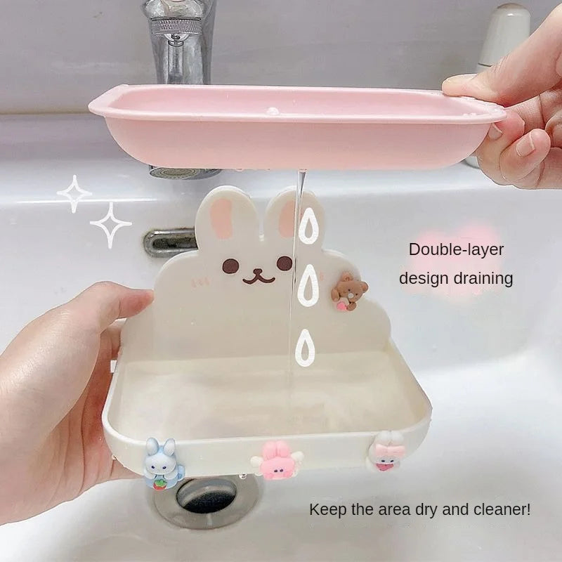 Soap Box Drain Good Temperature Resistance Wall Mounted Soap Dish Bathroom Supplies Bathroom Storage Rack Bathroom Cute Soap Box