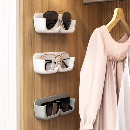 Self Adhesive Glasses Holder Wall Mount Fashion Sunglasses Show Rack For Bedroom Study Cloakroom Wardrobe Glasses Organizer Box