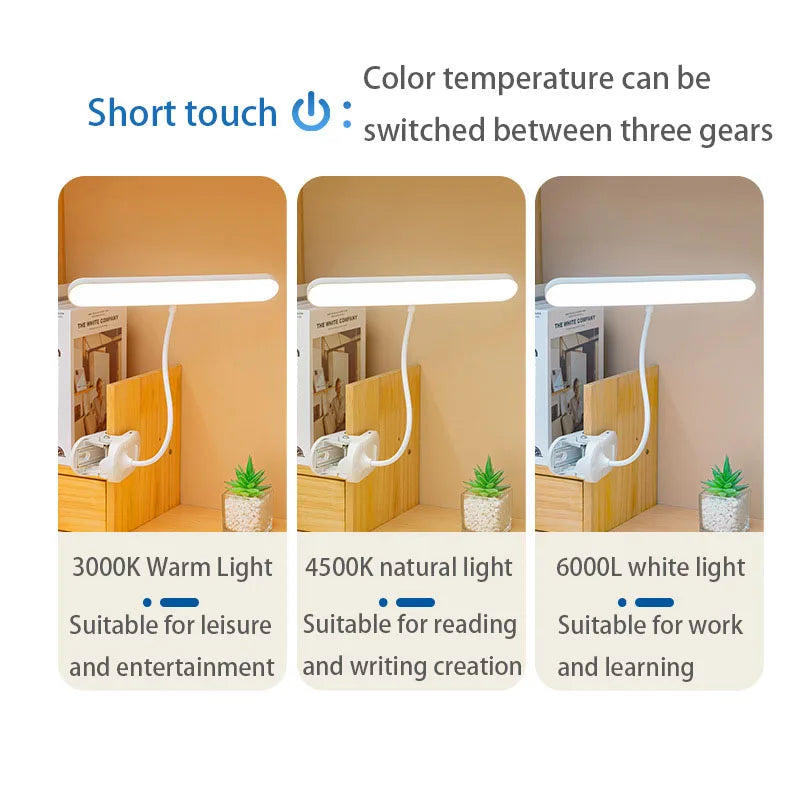 Cross Border Learning Dedicated Desk  Clip, Bedside, Bedroom, Dormitory, Charging Eye Protection LED Reading Lamp, Student Gift