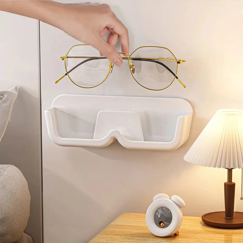 Self Adhesive Glasses Holder Wall Mount Fashion Sunglasses Show Rack For Bedroom Study Cloakroom Wardrobe Glasses Organizer Box