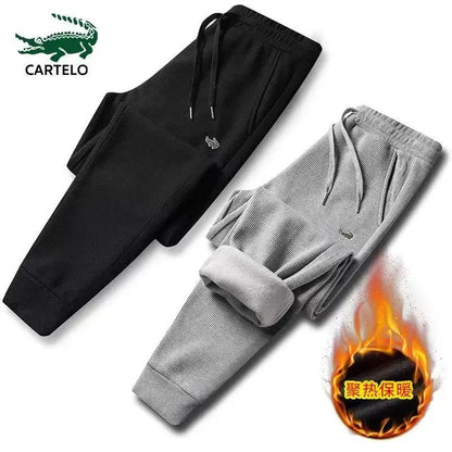 CARTELO High Quality Mens Winter Warm  Thicken  Waffle Fleece Pants Summer Fashion Casual Sweatpants Male Trousers Jogger Pants