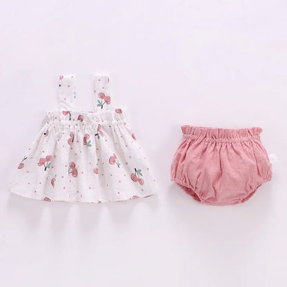 Lawadka Summer Thin Newborn Baby Clothes For Girls Set Print Mini Dress And PP Shorts 2Pcs Set Infant Baby Clothing Outfit 2023