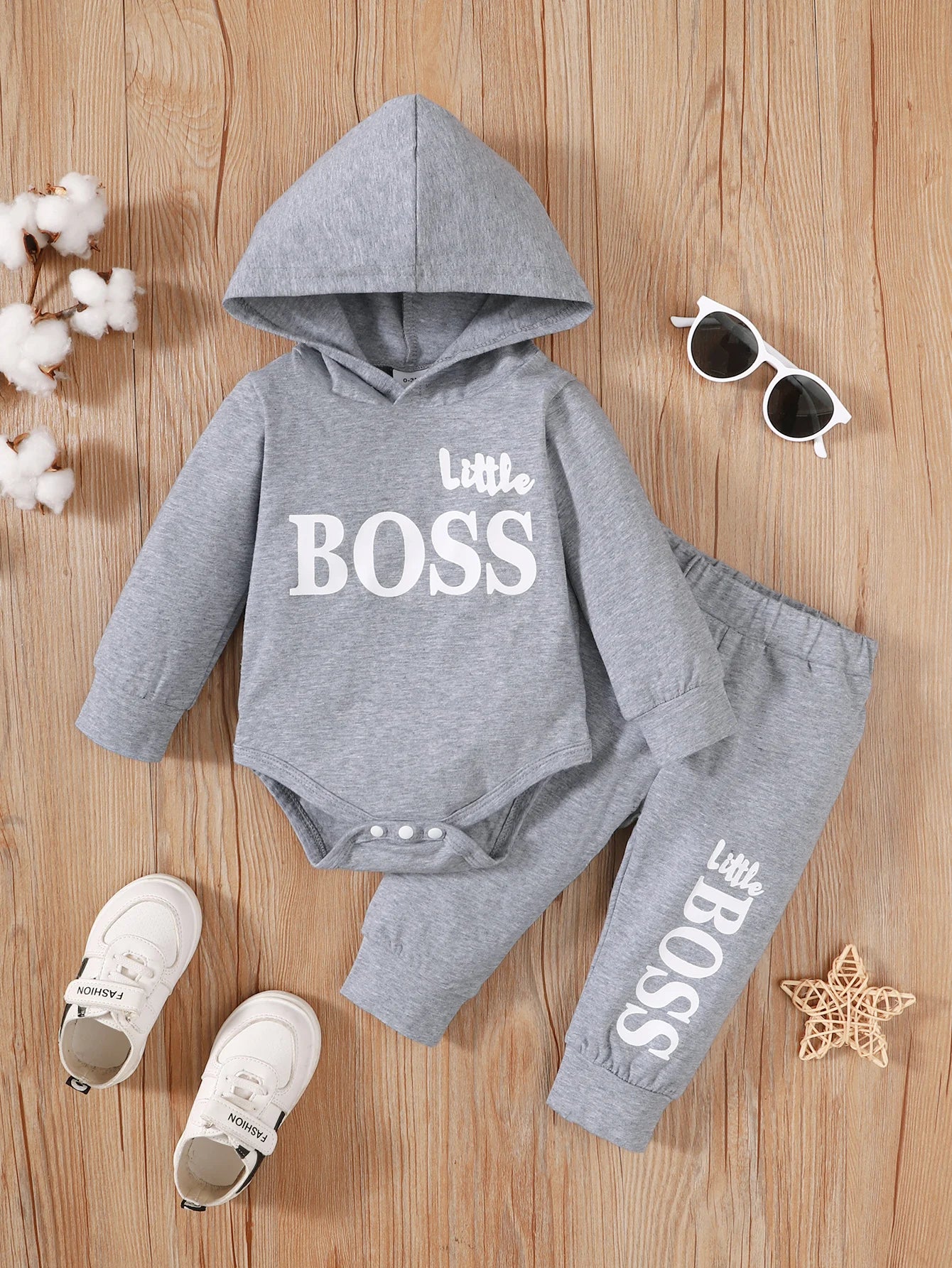 Winter   Newborn  Infant   Baby   Boy   Long   Sleeves   Cotton   Hooded    Little   Boss   Fashion    Baby   Hoodies   Clothing