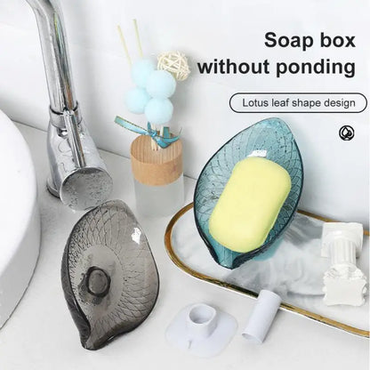 Leaf Shape Soap Case With Suction Cup Soap Box Drain Non-slip Soap Holder Laundry Soap Dish Storage Plate Tray Bathroom Gadgets