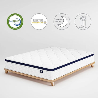 Queen Size Mattress Bed in A Box 10 Inch Hybrid Mattress With Zero Pressure Foam Mattresses Bedroom Furniture Home Freight free