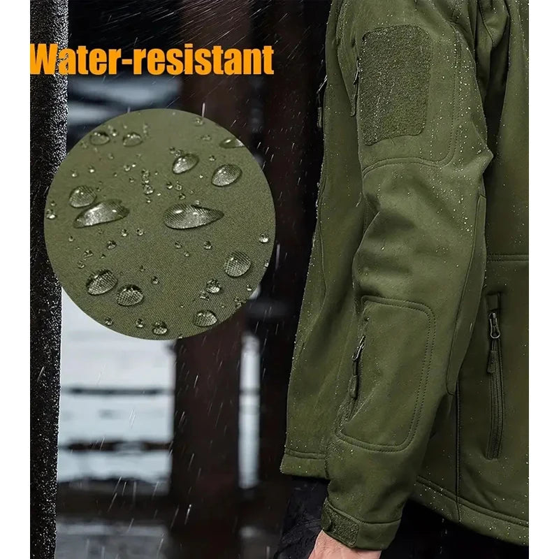 Military Outdoor Jackets Men Shark Skin Soft Shell Tactical Waterproof  Windbreaker Army Combat Jacket Mens Hooded Bomber Coats