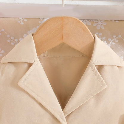 Girls Clothing Set Solid Color Long Sleeve Lapel Jacket with Casual Dress Kids Fashion Children Spring Summer Clothes Outfits