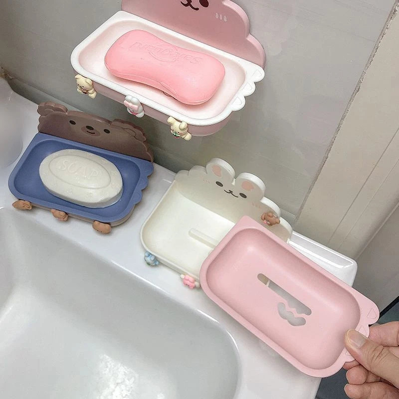 Soap Box Drain Good Temperature Resistance Wall Mounted Soap Dish Bathroom Supplies Bathroom Storage Rack Bathroom Cute Soap Box