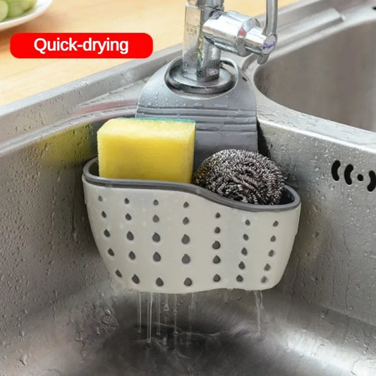 Kitchen Sink Sponge Holder, Hanging Kitchen Adjustable Strap Faucet Caddy, Quick-drying Kitchen Storage Bag Sink Organizer