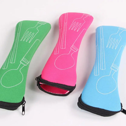 Portable Tableware Bag Box Cutlery Storage Bag Travel Packaging Storage Box Picnic Fork Spoon Knife Pouch Bag Without Dinnerware
