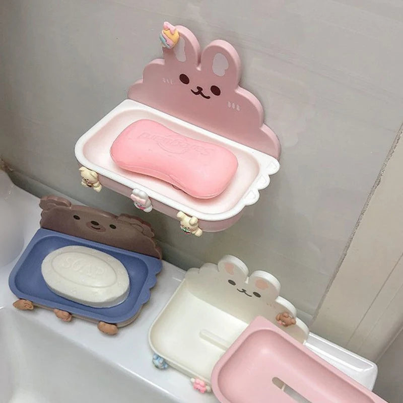 Soap Box Drain Good Temperature Resistance Wall Mounted Soap Dish Bathroom Supplies Bathroom Storage Rack Bathroom Cute Soap Box