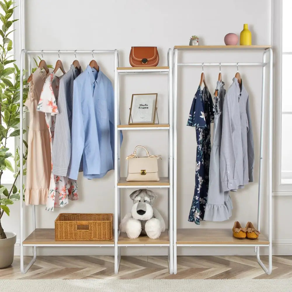 Bedroom Clothes Storage Rack Wardrobes Household Clothes Storage Shelves Floor Stand Shoes Rack Hangers Coat Cupboard Organizer