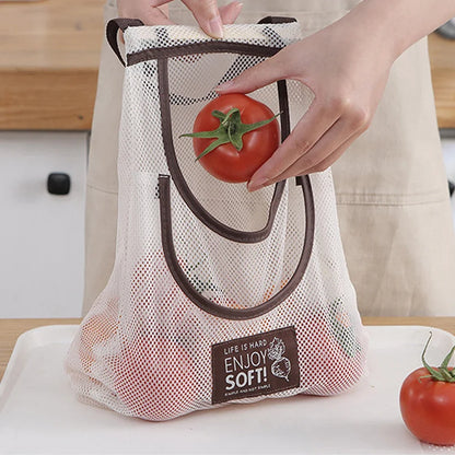 Reusable Kitchen Hanging Mesh Bag Fruit Vegetable Storage Net Bags for Ginger Garlic Potatoes Double Layer Thickening Storage