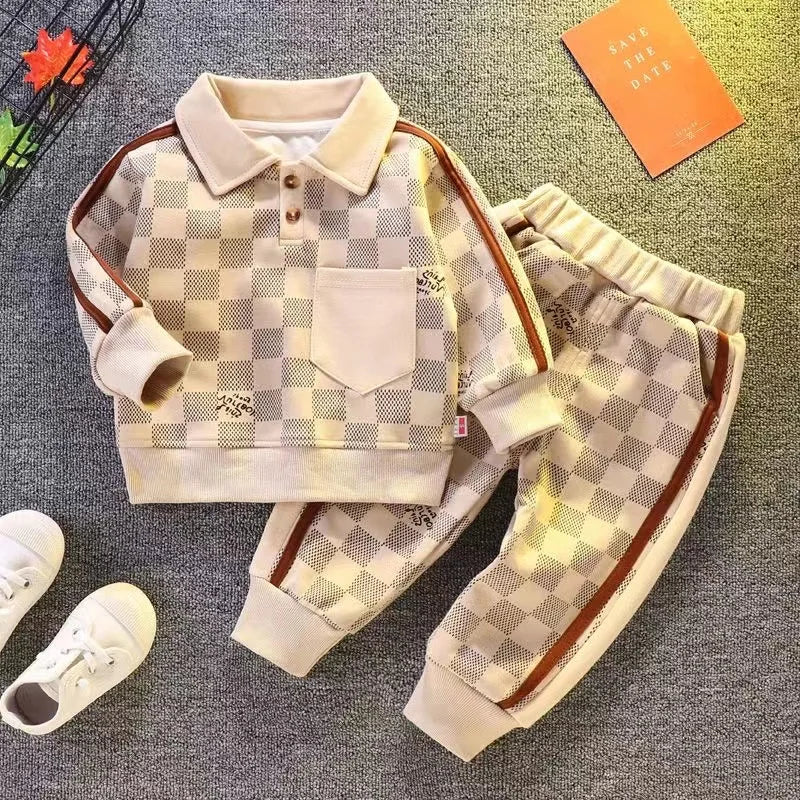 Children's Clothing Set 2023 New Spring and Autumn Girl Baby Long Sleeve Sweater Pants 2-Piece Boys Sportswear Set