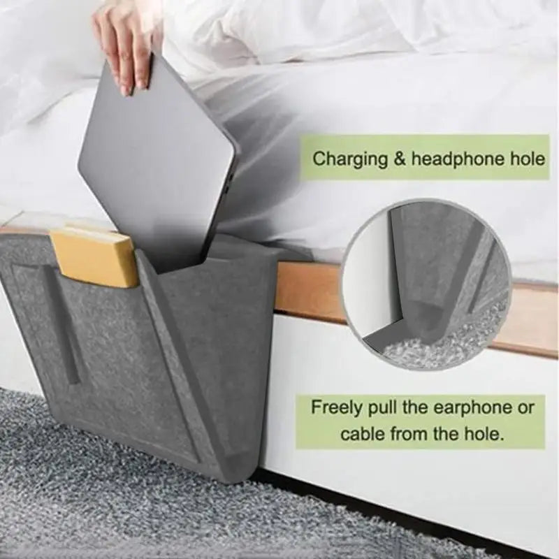 Felt Bedside Storage Organizer Anti-slip Bedside Bag Bed Sofa Side Pouch Hanging Couch Storage Bed Holder Pockets for Sofa