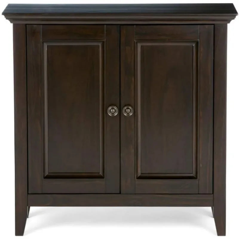 32 inch Wide Transitional Low Storage Cabinet in Hickory Brown for the Living Room, Entryway and Family Room