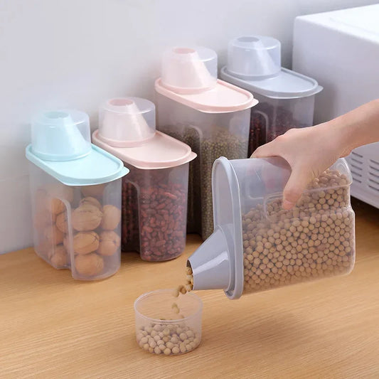 Kitchen Dry Grain Storage Tank Transparent Plastic Rice Bucket Food Storage Tank Multi-functional Sealed Storage Containers