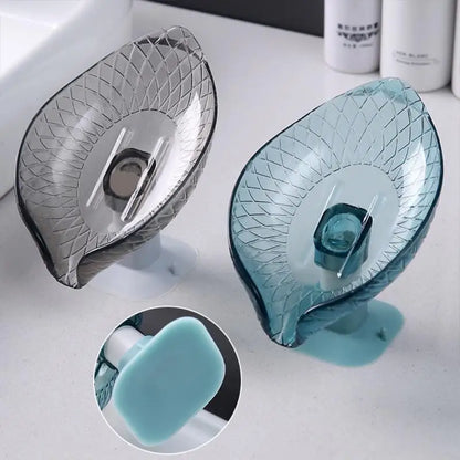 Leaf Shape Soap Case With Suction Cup Soap Box Drain Non-slip Soap Holder Laundry Soap Dish Storage Plate Tray Bathroom Gadgets