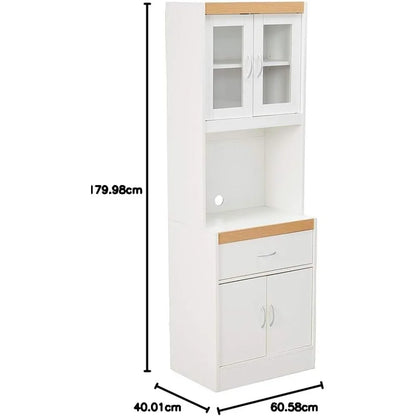 Kitchen Cabinet with Top & Bottom Enclosed Cabinet Space, One Drawer, White Freestanding Utility Cupboard Kitchen Storage