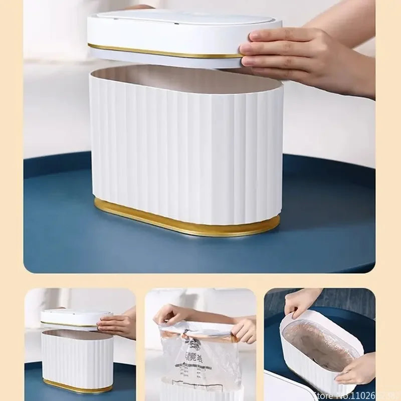 5L Waterproof Automatic Sensor Trash Can Desk Waste Bin Paper Basket Luxury Induction Smart Garbage Bin For Bathroom Bedroom Hom