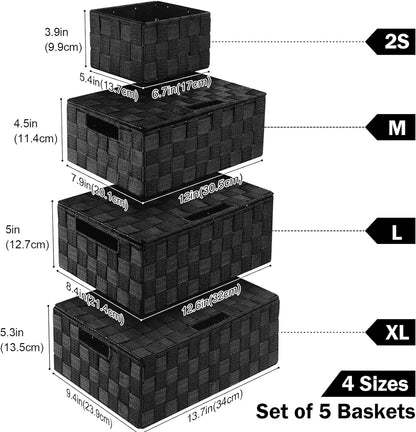 Uvellgift Storage Bins with Lids, Woven Storage Box Organizer Containers Decorative Baskets Cube for Clothes Bedroom Closet Offi