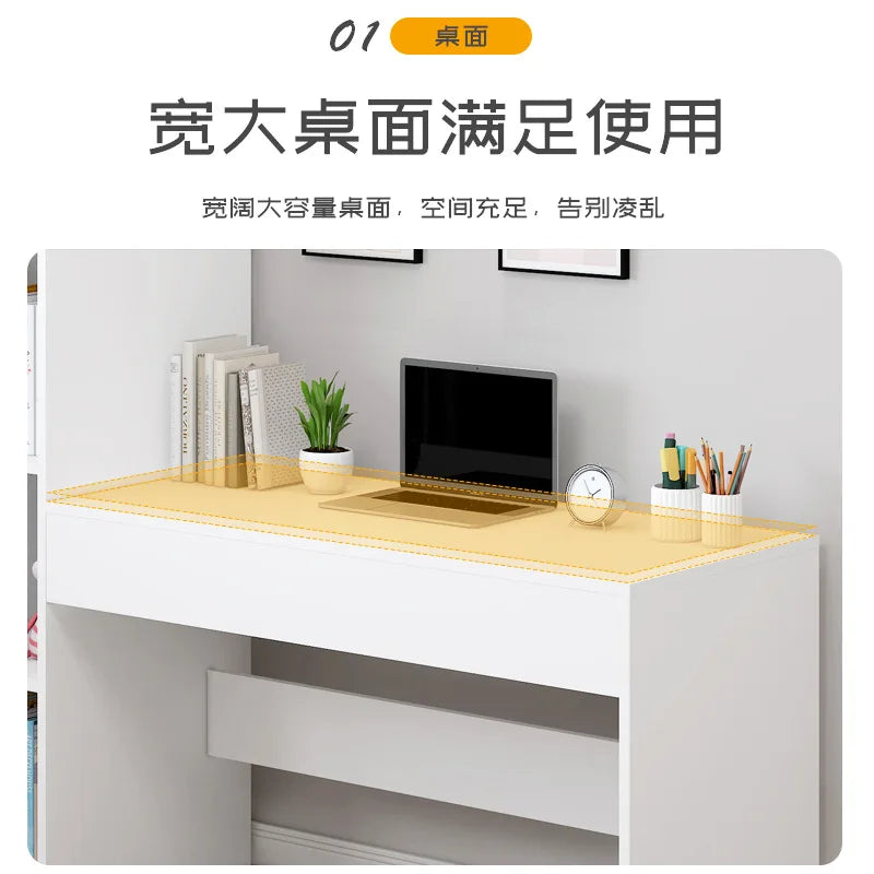 Computer Desk Bedroom with Bookcase Home Simple Renting One-in-one Bookcase Combination Bedroom Student Desk Desktop Furniture