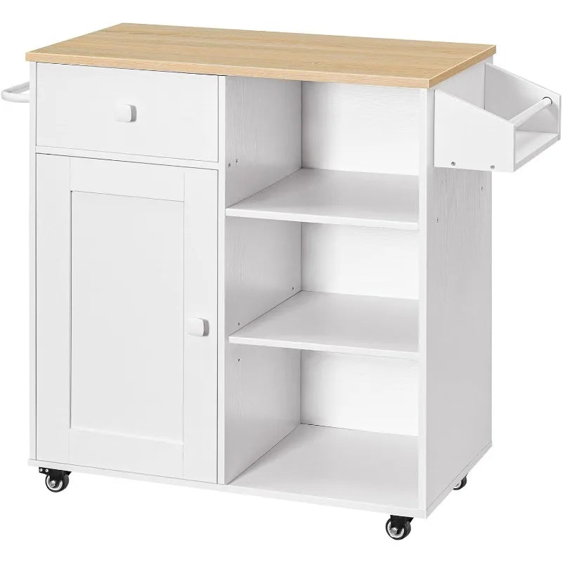 Kitchen Island, Storage Cabinet with Drawer, Kitchen Cart with Spice and Towel Rack Saving Space, Easy Assembly, for Living Room