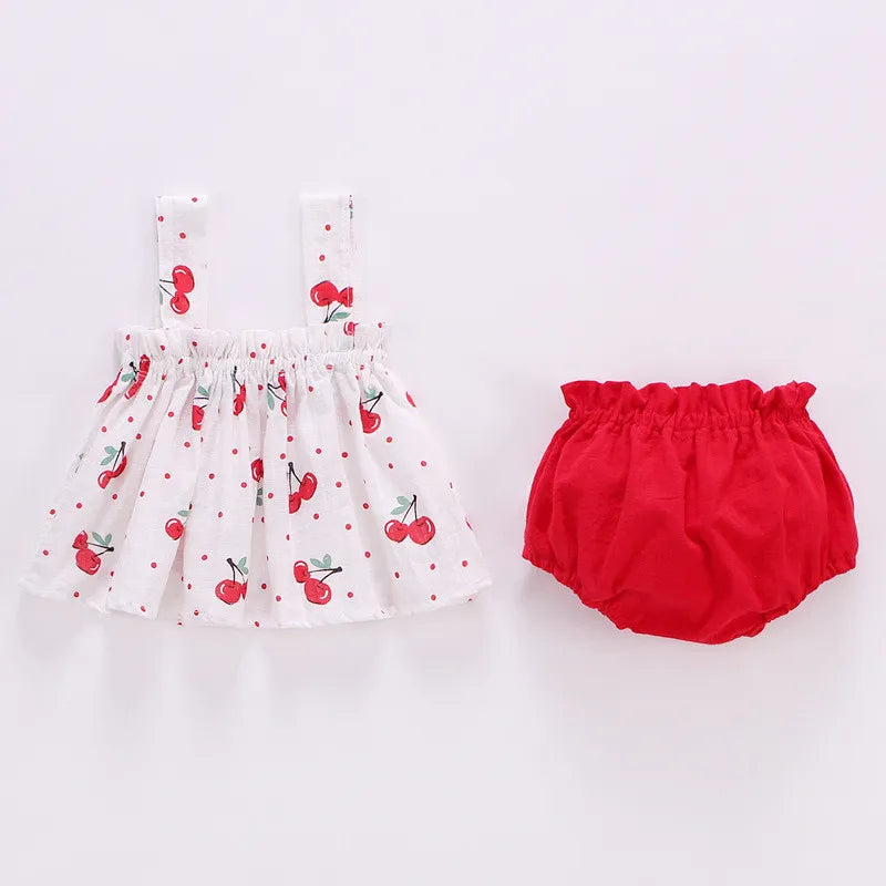 Lawadka Summer Thin Newborn Baby Clothes For Girls Set Print Mini Dress And PP Shorts 2Pcs Set Infant Baby Clothing Outfit 2023