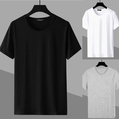 Fashion Men Pure Round Neck Solid Short Sleeve Shirts Casual Slim Fit T Shirt Tee Top Sports Trends Newd Male Clothings