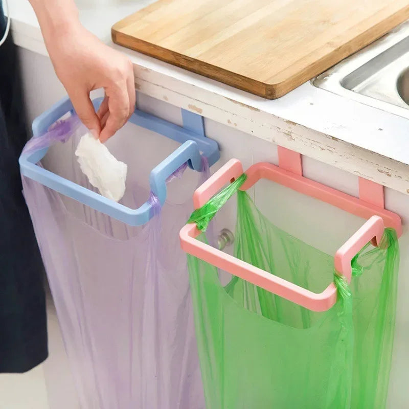 Creative Kitchen Shelf Hanging Garbage Bag Stand Behind Household Cabinet Door Rag Trash Hanger Simple Kitchenware