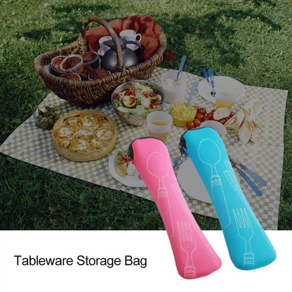 Portable Tableware Bag Box Cutlery Storage Bag Travel Packaging Storage Box Picnic Fork Spoon Knife Pouch Bag Without Dinnerware