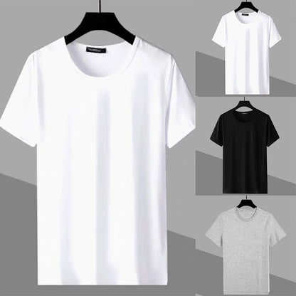 Fashion Men Pure Round Neck Solid Short Sleeve Shirts Casual Slim Fit T Shirt Tee Top Sports Trends Newd Male Clothings