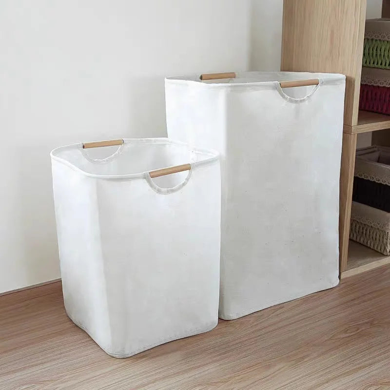 Nordic Laundry Basket Wooden Handle Bathroom Laundry Hamper Bag for Dirty Clothes Home Sundries  Storage Kids Toys Organizer