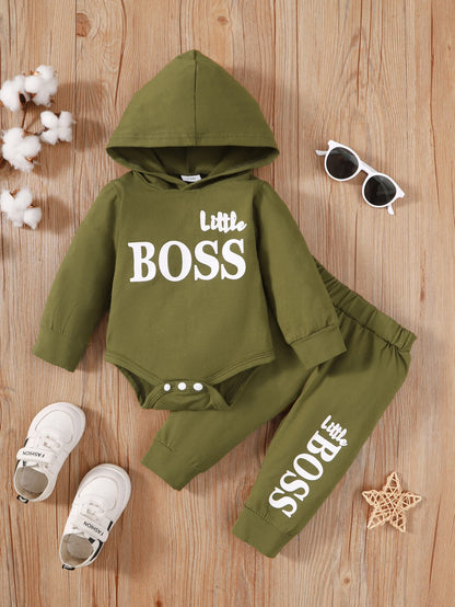 Winter   Newborn  Infant   Baby   Boy   Long   Sleeves   Cotton   Hooded    Little   Boss   Fashion    Baby   Hoodies   Clothing