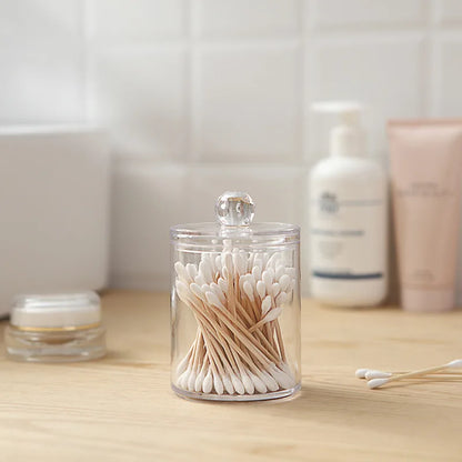 Cosmetics Storage Box Makeup Organizer Bathroom Jar Cotton Swab Cotton Pad Jewelry Round Plastic Box Storage Container