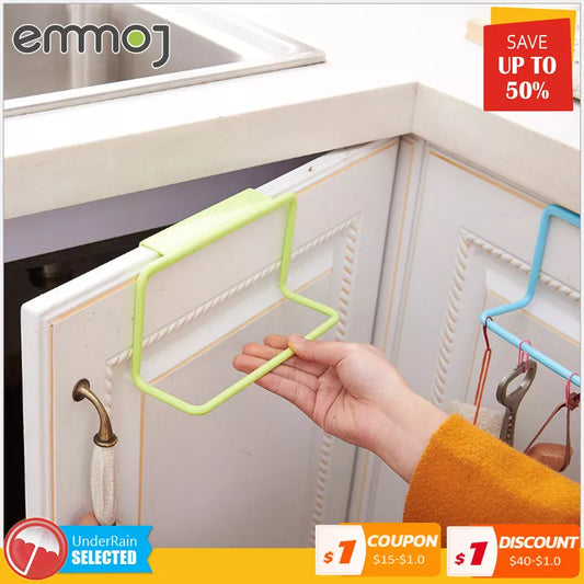 1Pcs Multifunction Plastic Hanging Holder Towel Rag Rack Punch-free Cabinet Door Back Kitchen Home Storage Organizer