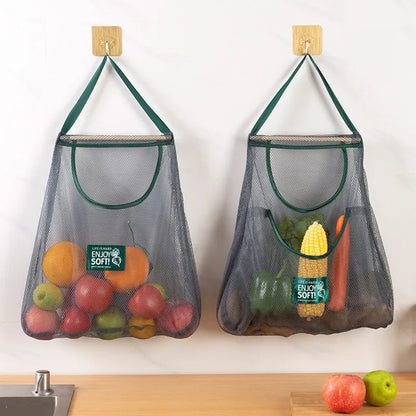 Reusable Kitchen Hanging Mesh Bag Fruit Vegetable Storage Net Bags for Ginger Garlic Potatoes Double Layer Thickening Storage