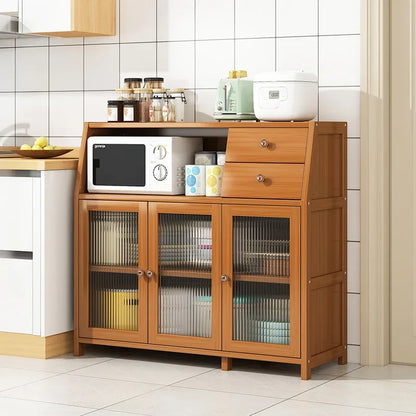 Kitchen Bakers Rack, Microwave Oven Stand with Shelves, Standing Utility Storage Shelf with Cabinet