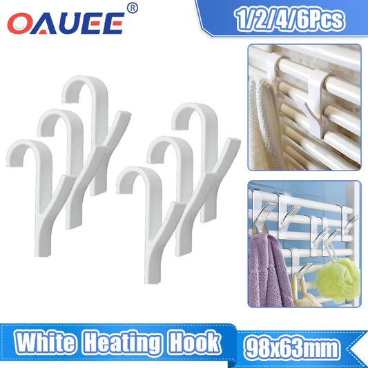 1/2/4/6Pcs White Heating HooksHeated Towel Radiator Hooks Bathroom Transparent Hook Home Storage Clothes Coat Scarf Towel Hooks