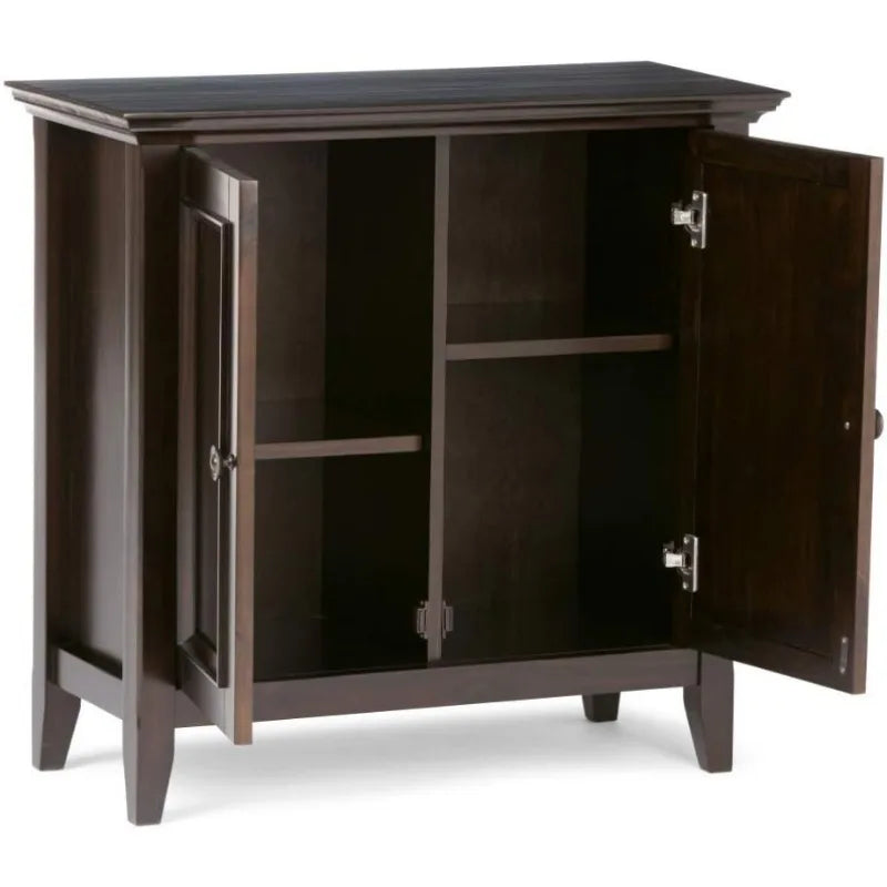 32 inch Wide Transitional Low Storage Cabinet in Hickory Brown for the Living Room, Entryway and Family Room